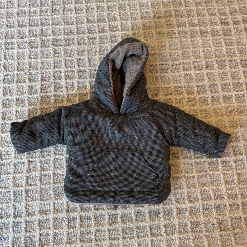 NWT 1+ In the Family Charcoal Newborn cozy back zip coat